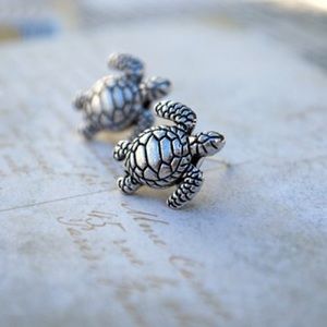 Turtle Earrings - Silver Turtle Studs
